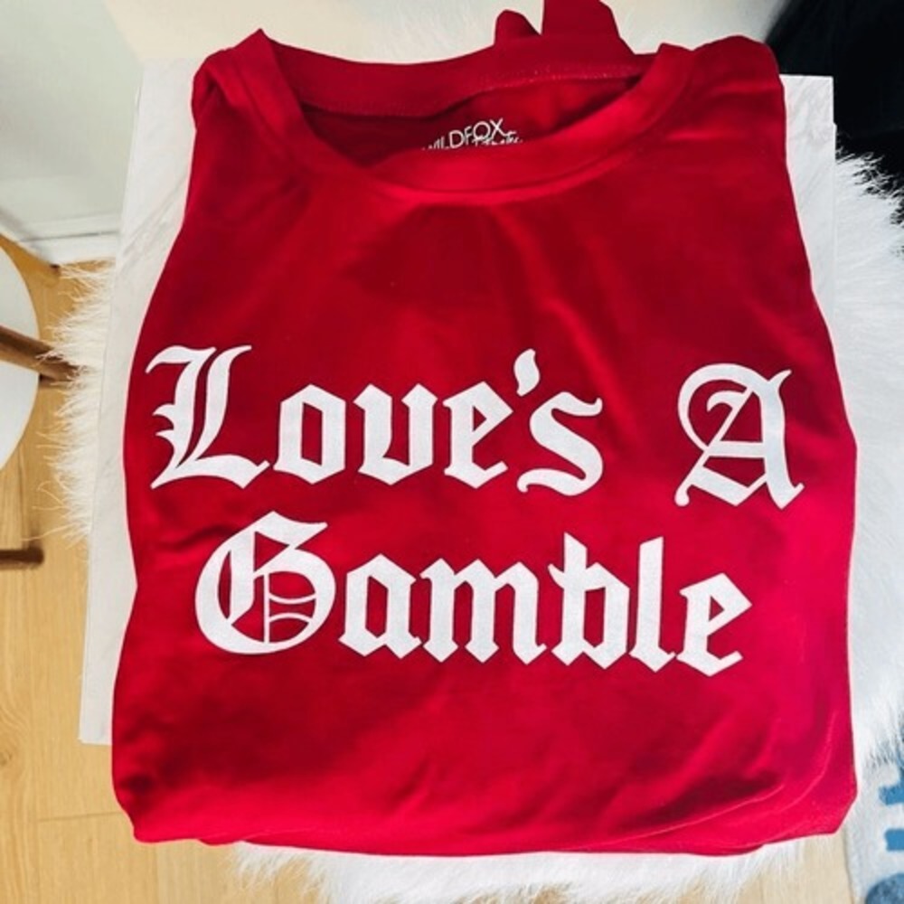 WILDFOX‎ Love's a Gamble Shorty Pajamas Set, 2 Piece, Red Hearts, Large, NWT